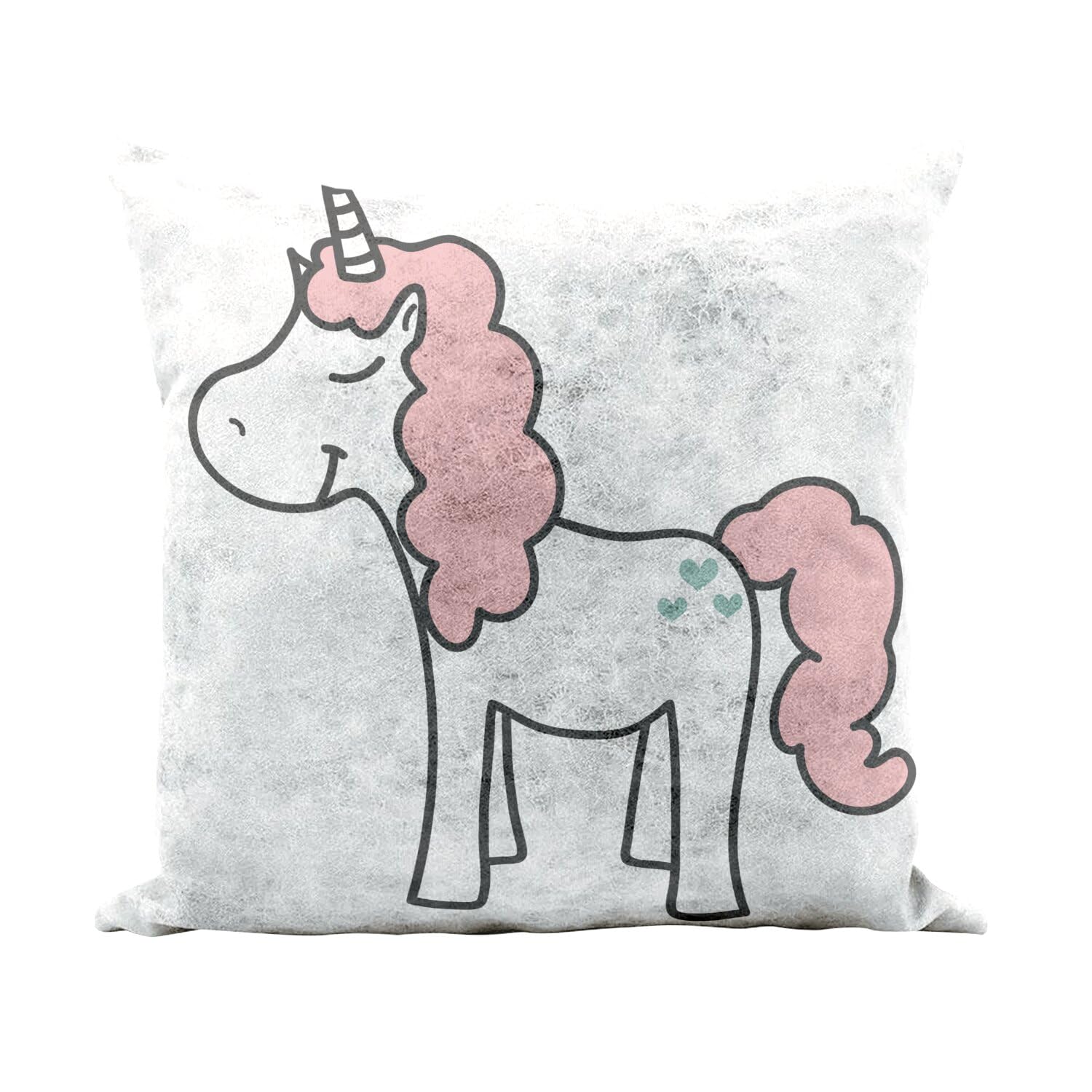 Coussin fille licorne mignon blanc 40x40 cm avec housse aspect cuir