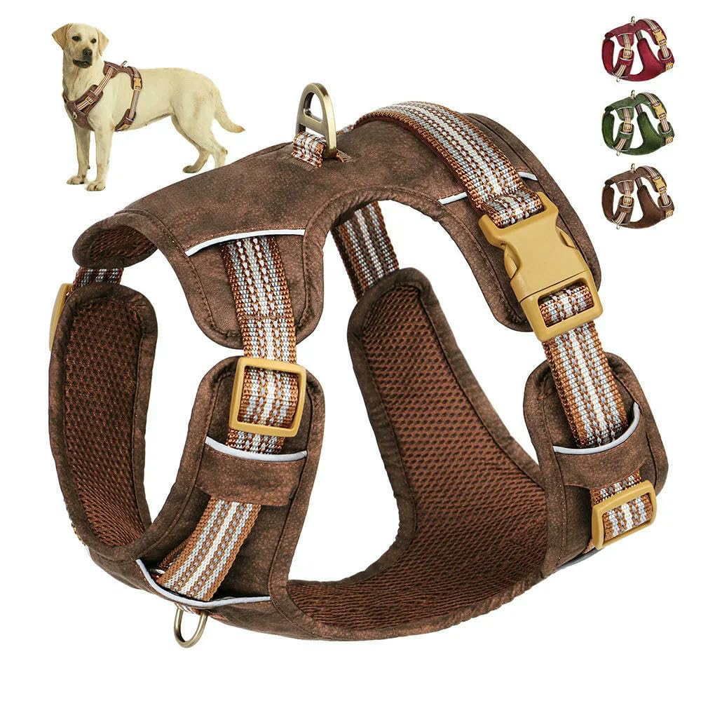 LYVQZPWLRPerros con herramientas, Arnés impermeable de PU for perros, arnés de nailon transpirable, chaleco de entrenamiento for mascotas con tira reflectante for perros pequeños y grandes.(Green,Medi