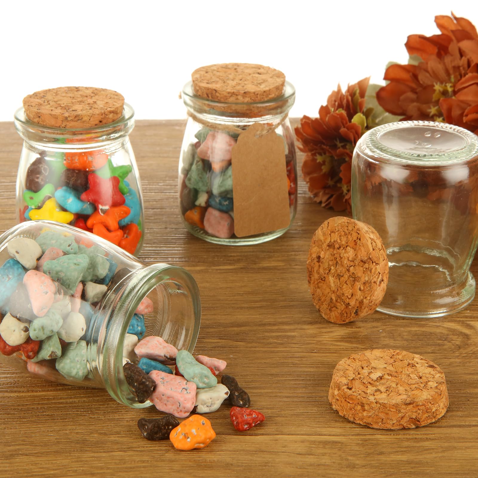 APACALI 40 Stück Kleine Gläser mit Korken, 100ml Dessertgläser, Joghurtgläser mit deckel, Joghurt-Gläser, Weckgläser Glas Einweckgläser Tulpenglas für Marmeladen, Gelees, Honig, Desserts