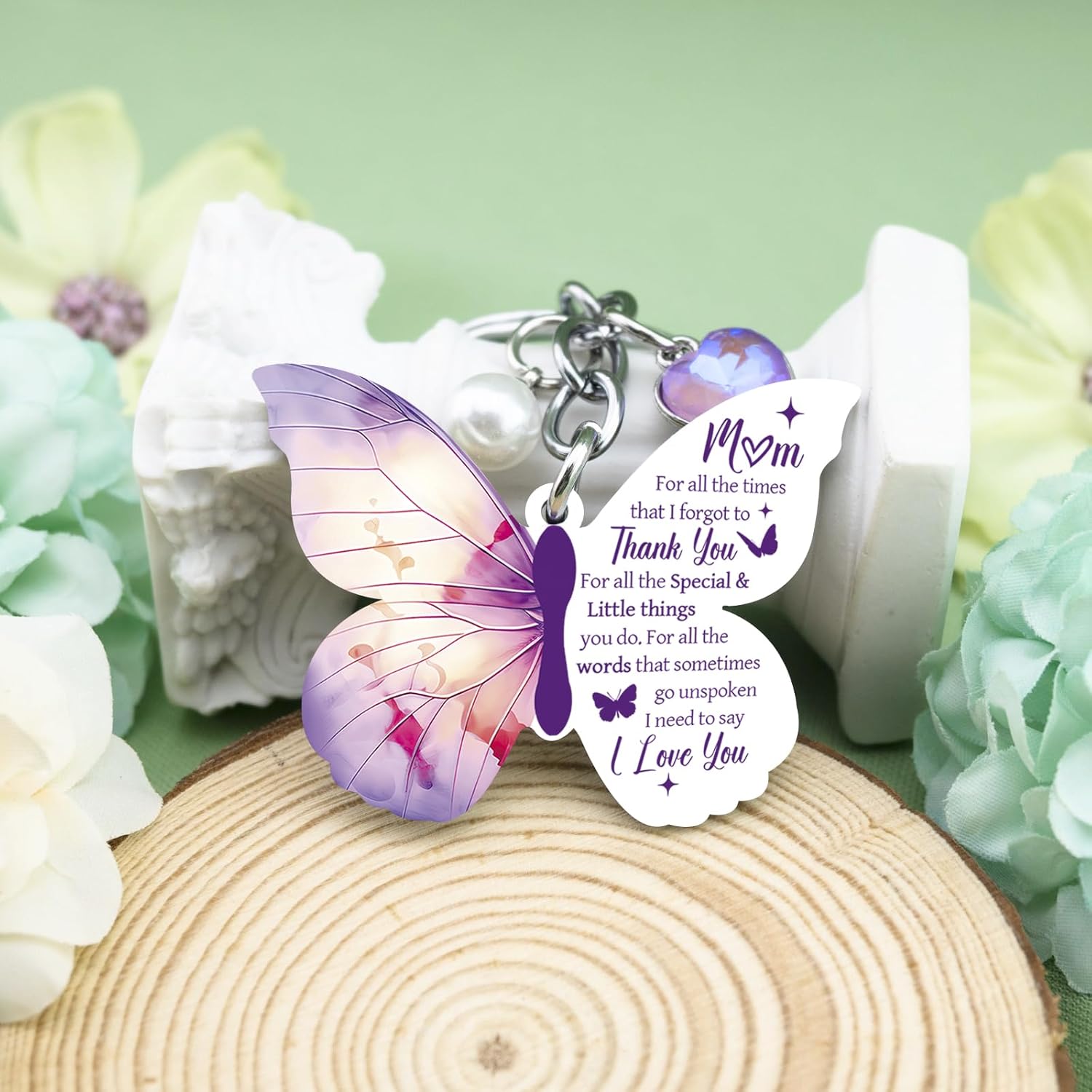 Mothers Day Gifts for Moms Mom Gift from Daughter Son Purple Butterfly Gifts for Moms Best Mom Ever Gift Butterfly Keychain Unique Christmas Birthday Present for Mother I Love You Mama Key Ring - Image 4