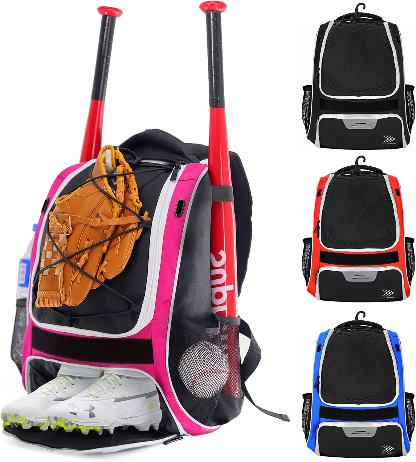Baseball Backpack, Softball Backpack with Fence Hook Helmet & Accessories, T-Ball Backpack for Youth