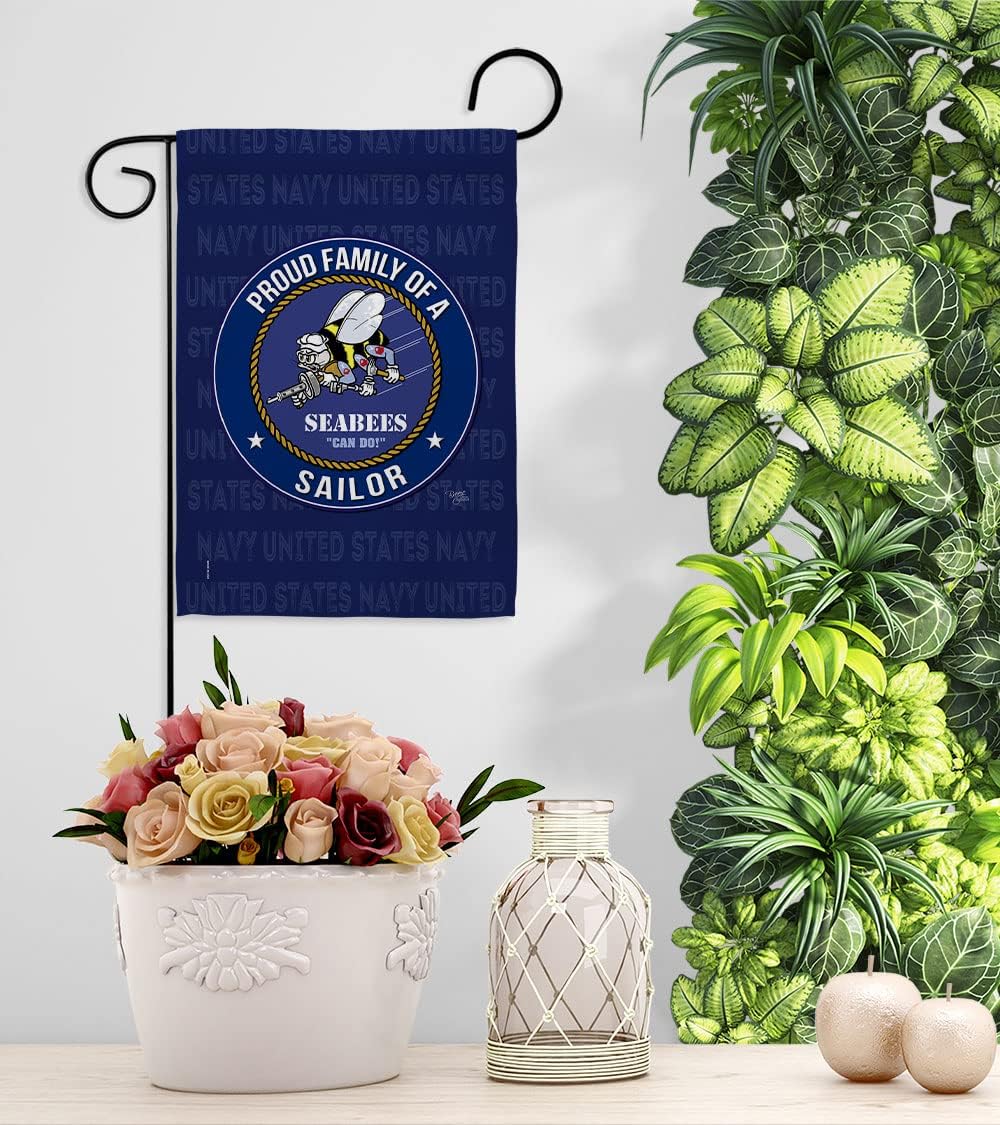 Seabees Proud Family Sailor Garden Flag - Armed Forces Navy USN Seabee United State American Military Veteran Retire Official - House Banner Small Yard Gift Double-Sided Made in USA 13 X 18.5 - Image 9