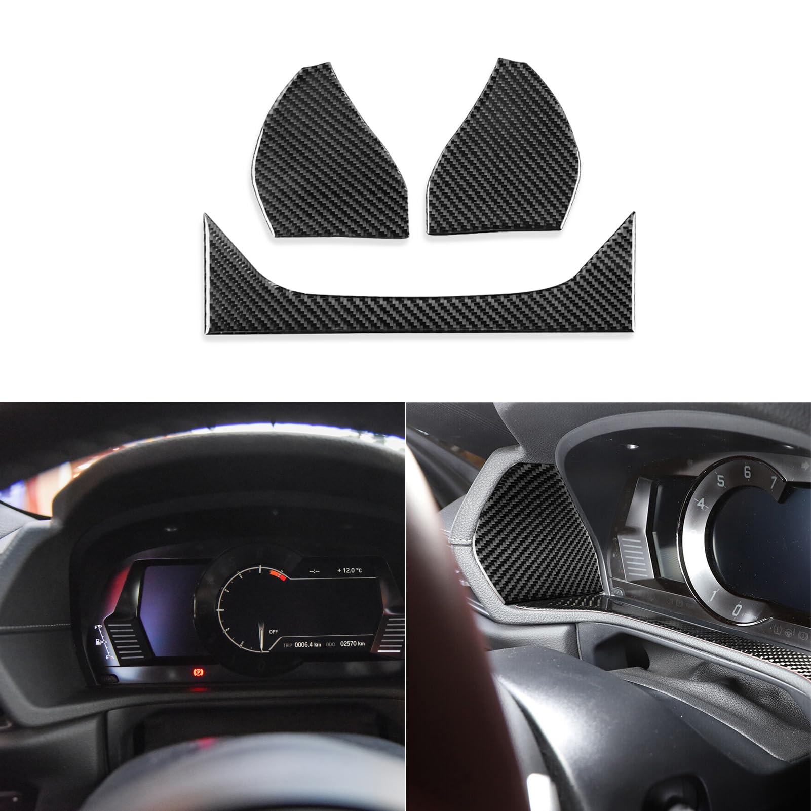 PJFUS Real Premium Carbon Fiber Car Instrument Panel Speedometer Side Decorative Cover Soft Sticker Compatible with Toyota Supra GR A90 A91 MK5 2019 2020 2021 2022 Auto Interior Accessories black 3pcs