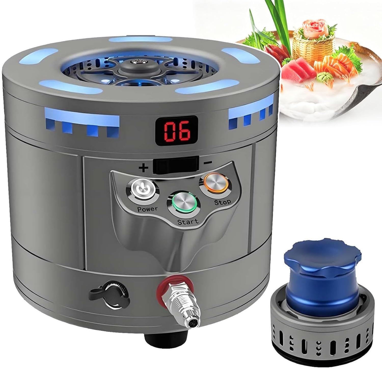 KJZQXYX 25W CO2 Dry Ice Maker & Rapid Wine Glass Chiller,Dry Ice Making 12-17s,8 S/cup,for Restaurants, Yachts, and Bars (Grey)