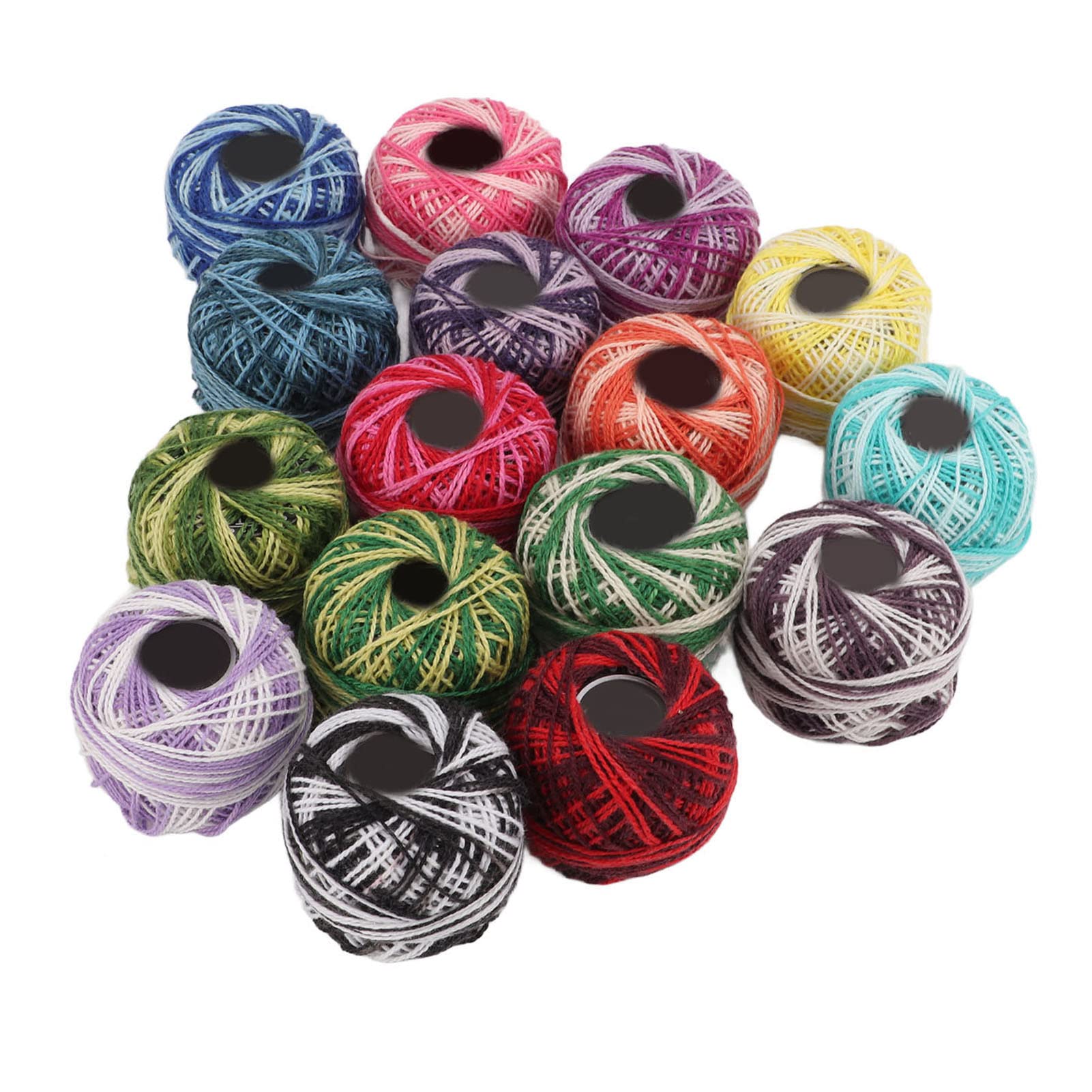 Restokki Lace Thread Colorful Handmade DIY Knitting Crochet Cross Stitch Thread Lace Thread Household Use 16-Piece Set