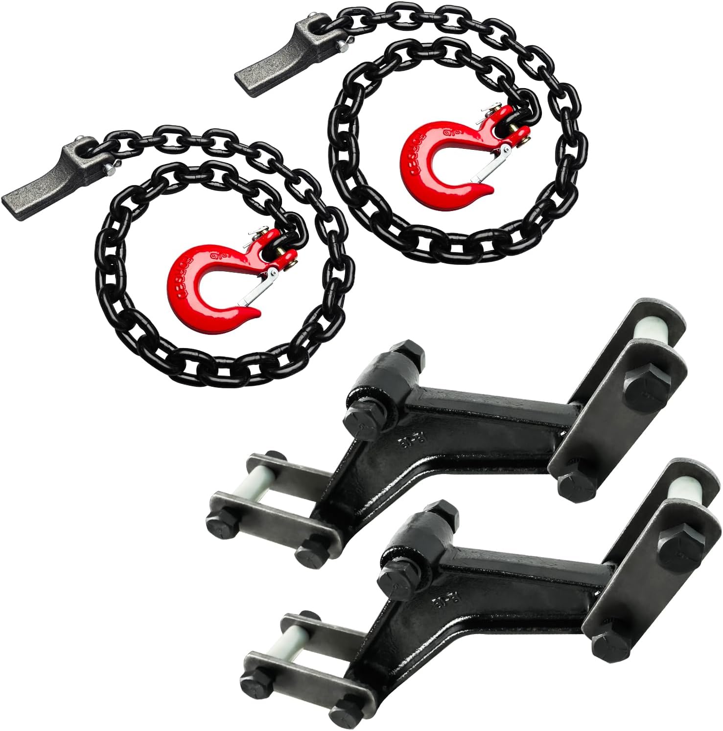 Grade 80 Trailer Safety Chains - 35 Inch Tow Chains with 5/16"+Trailer Shackle Kit, Heavy Duty Tandem Trailer Axle Shackle Kit