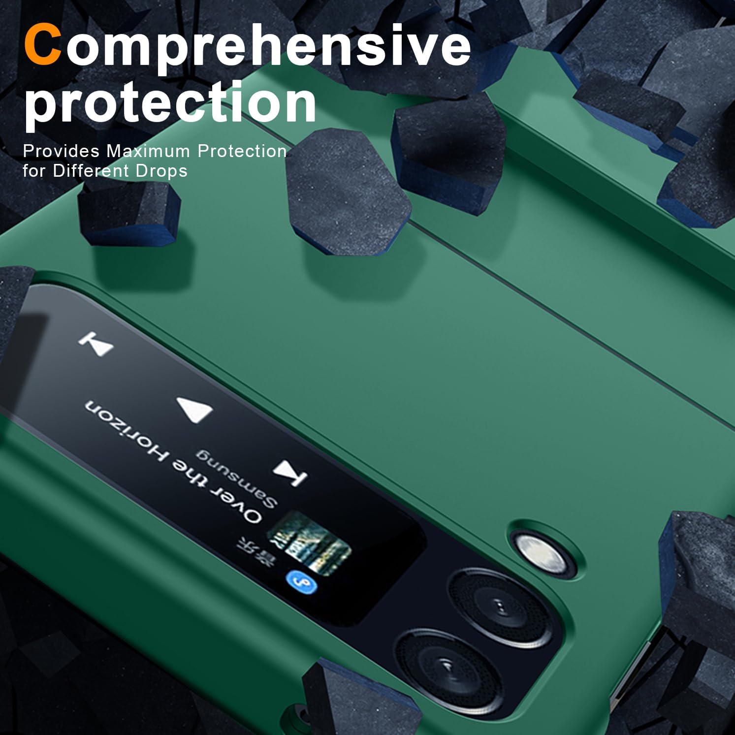 Galaxy Z Flip 5 5G Case with Stand,Military-Grade Protective Case,Lightweight,Slim Fit Drop Protection Rugged Shockproof Cover for Samsung Galaxy Z Flip 5 5G,Dark Green 6-Z Flip5-06
