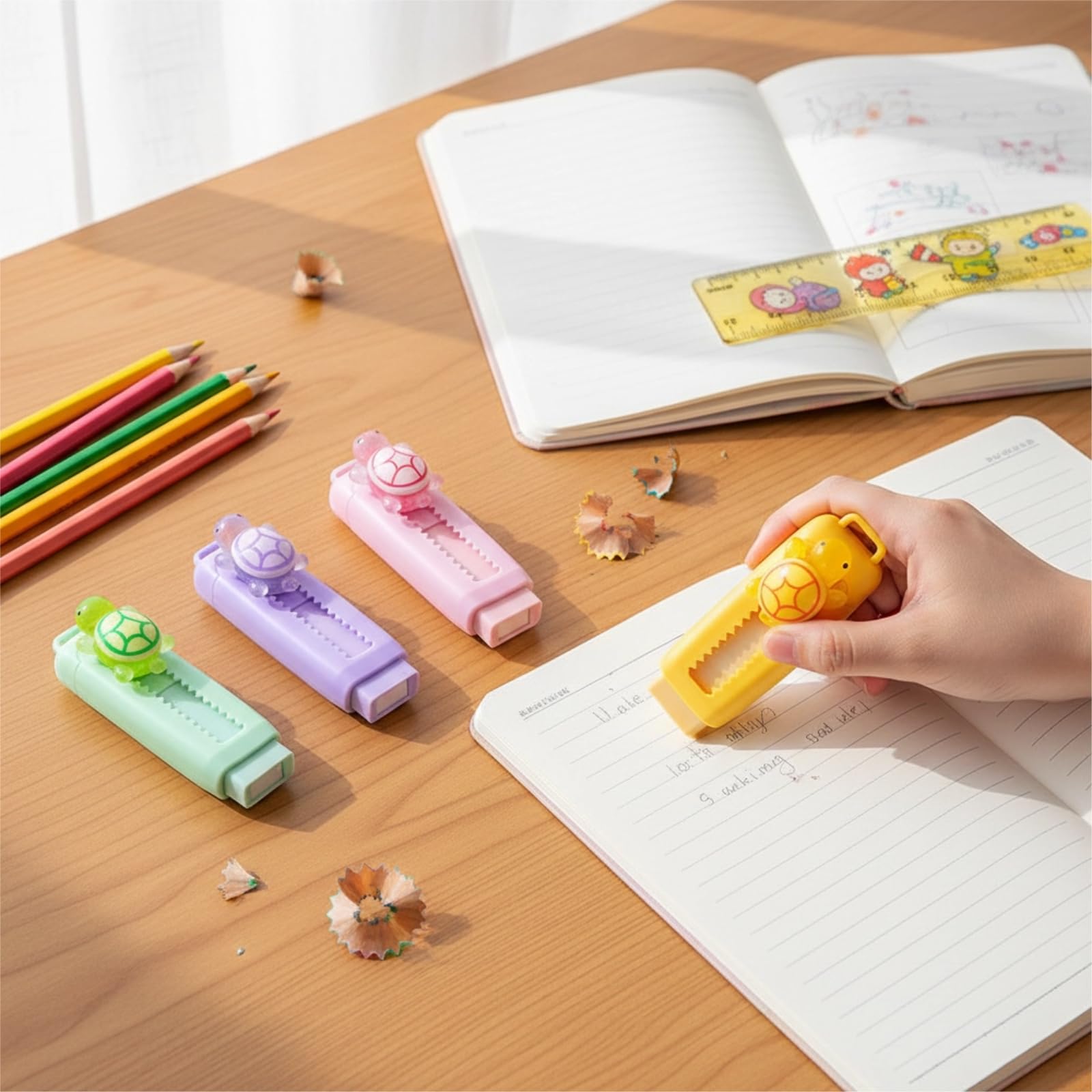Gomas de borrar retráctiles - 10 unidades, gomas de borrar divertidas con animales, retráctiles, de empuje y tracción, gomas de borrar lindas 4B, para niños, de empuje y tracción, para fiestas de
