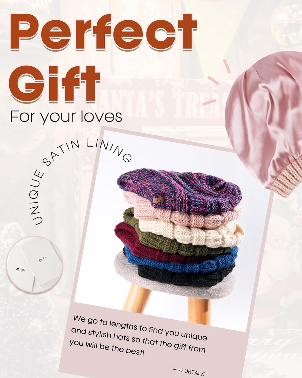 FURTALK Womens Satin Lined Knit Beanie Slouchy Winter Hats Skull Soft Warm Cap - Image 4