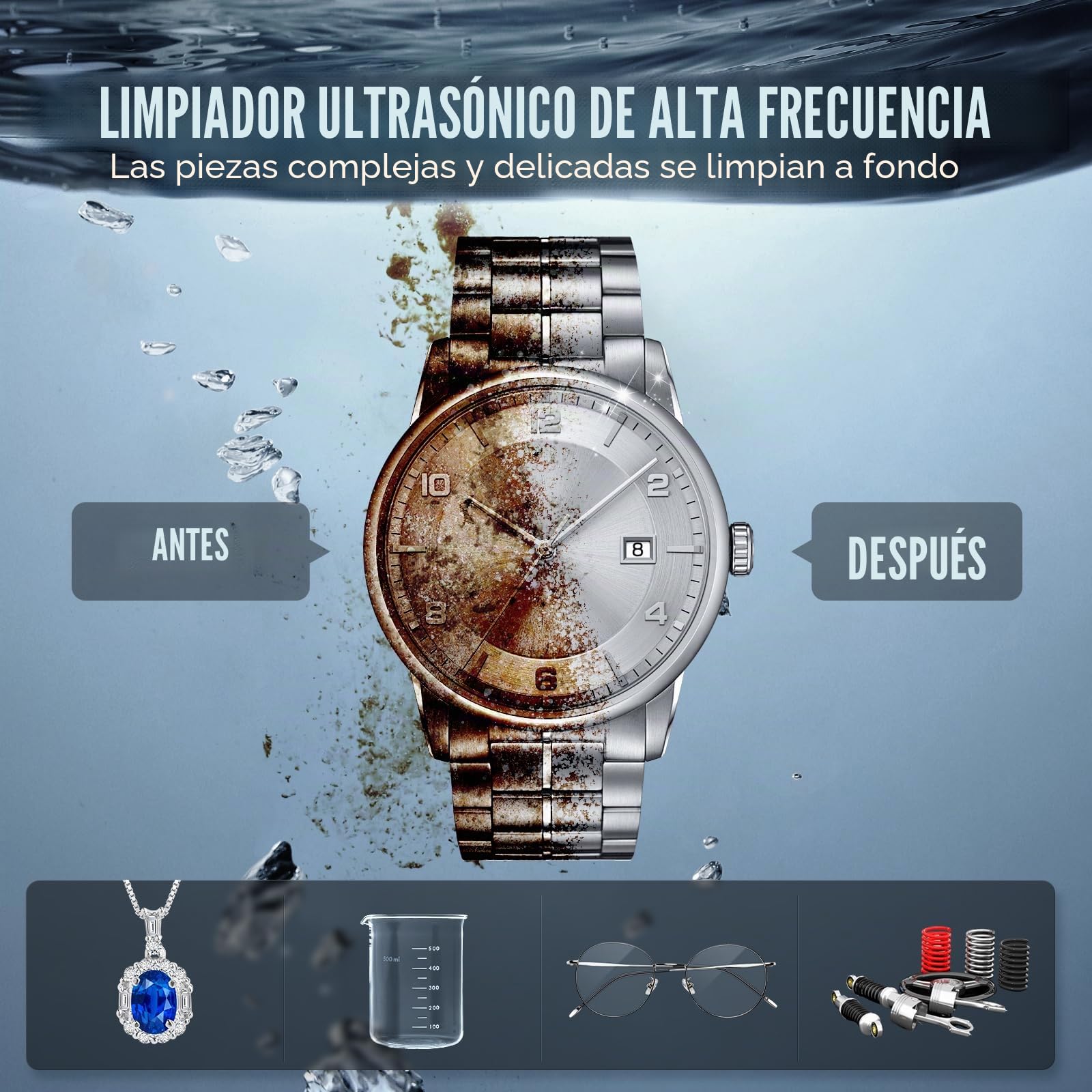 VEVOR Limpiador Ultrasónico 3 L Limpiador Ultrasónico Digital 120 W con Desgasificación Mejorada y Modo Suave Limpiador Ultrasónico Industrial 40 kHz con Temporizador y Calentador para Joyería