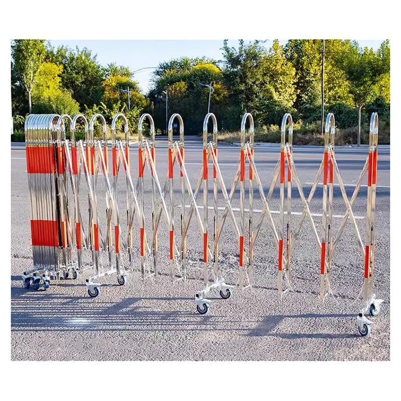 PFCDZDU Folding Traffic Security Gate, Portable Mobile Industrial Safety Barricade with Casters, Flexible Expandable Driveway Fence for Garage Parking(4.9x16.4in/1.5x5m)