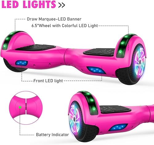 Miniatura 57 de CBD Patinete con luces LED Corlorful, ruedas de 6.5 pulgadas, scooter doble de 300 W para niños, niñas, niños y adultos, todas las edades A01-blanco