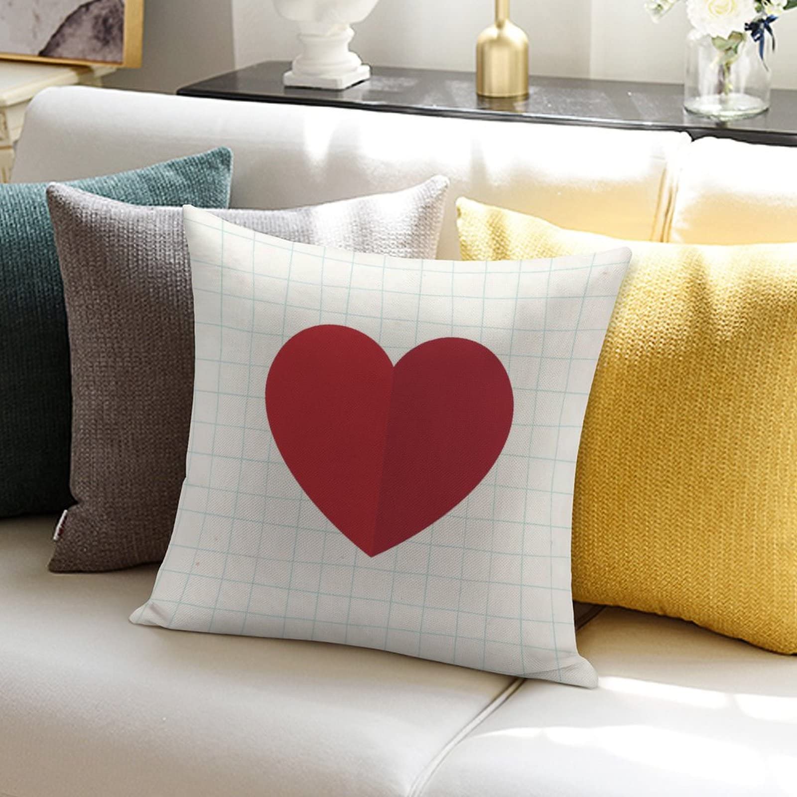 Fundas De Almohada San Valentín 18x18" - Juego De 2, Lino, Para Sofá, Cama O Decoración De Hogar