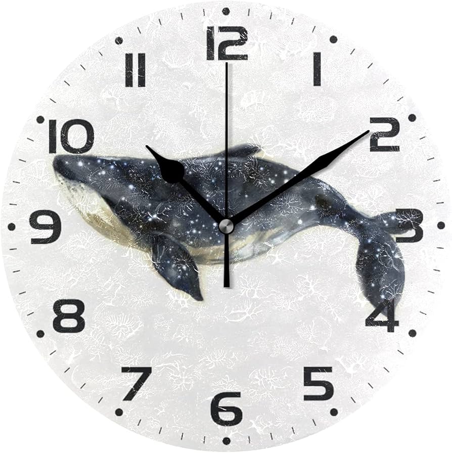 Amazon.co.jp: MiaoLD 掛け時計 置き時計 サイレント 連続秒針 鯨 宇宙