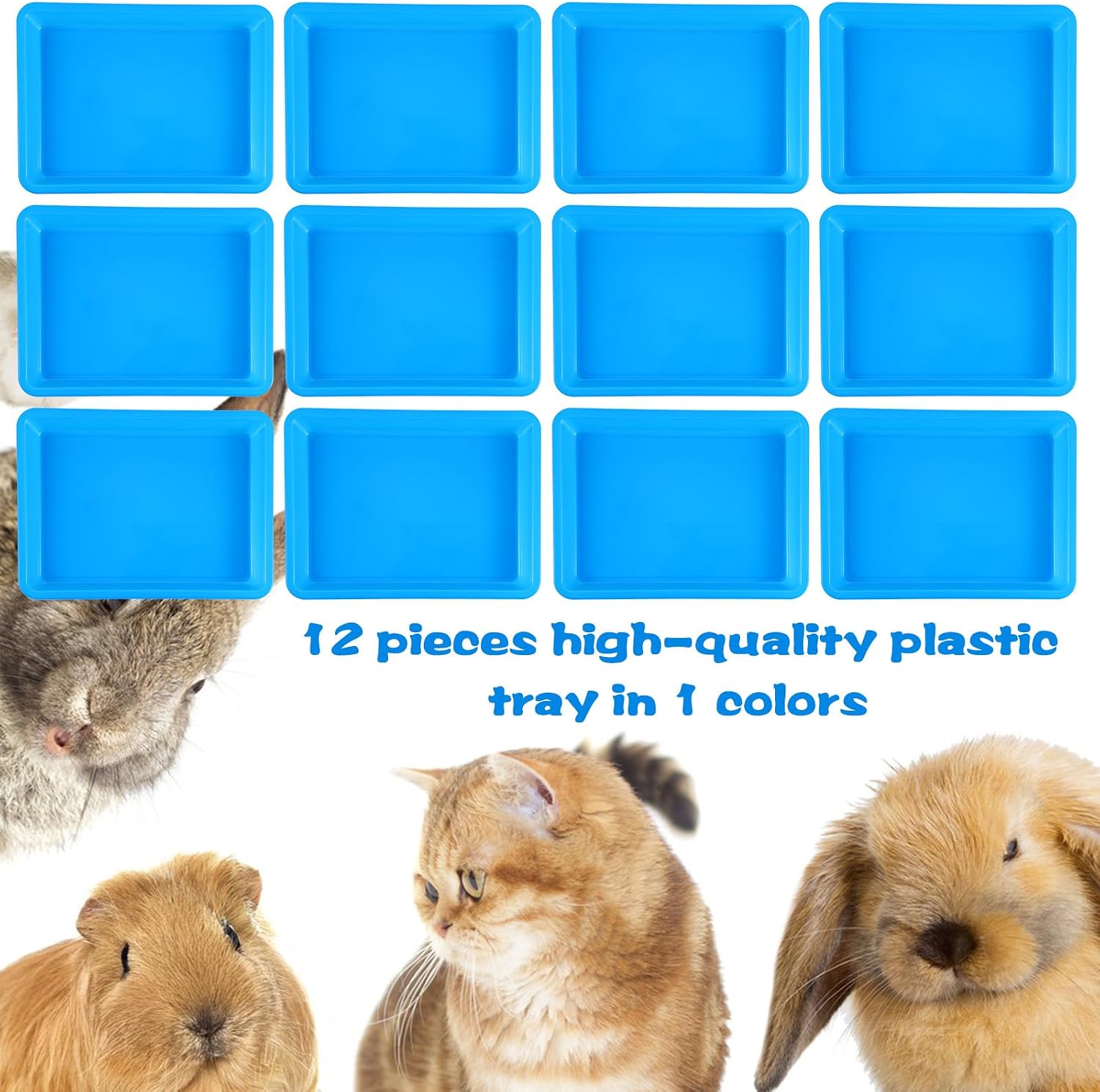 12 Pcs Kitten Litter Box Low Entry 11 x 8.26 x 1.2 Inch Small Litter Box for Kittens Portable PP Plastic Shallow Tray Travel Toilet for Bunny Guinea Pig Rabbit Small Pets (Blue)