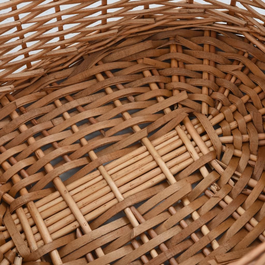 Cesta de madera con asas de mimbre natural, 56 x 40 x 28 cm, versátil soporte para leña y soporte para leña para chimenea, terraza, jardín, interior y exterior