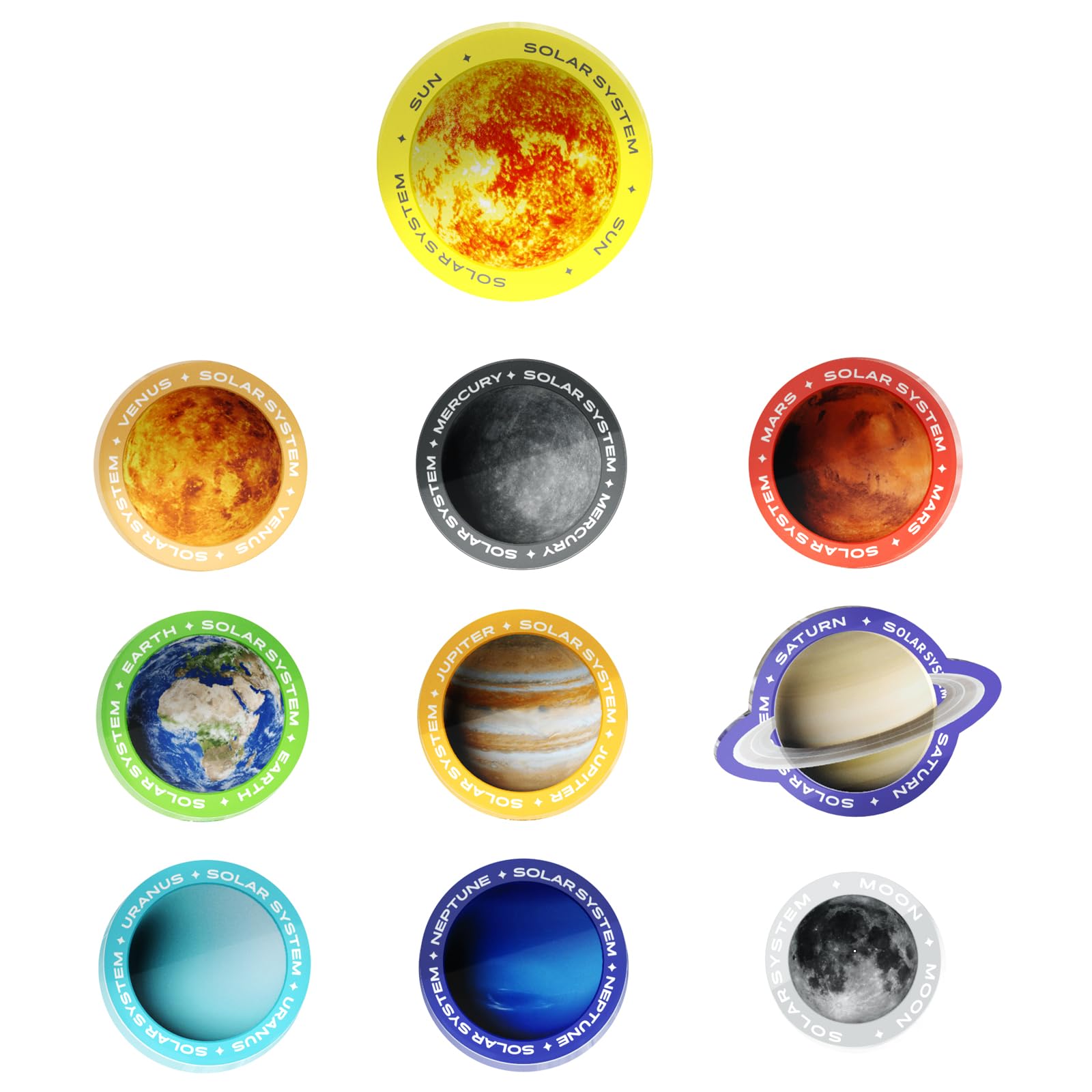 10 Planets Acrylic Fridge Magnet Set - Cute and Funny Magnets for Refrigerator, Whiteboard, Classroom, Office, Kitchen, Locker - Educational Magnets for Kids (Excluding Pluto)