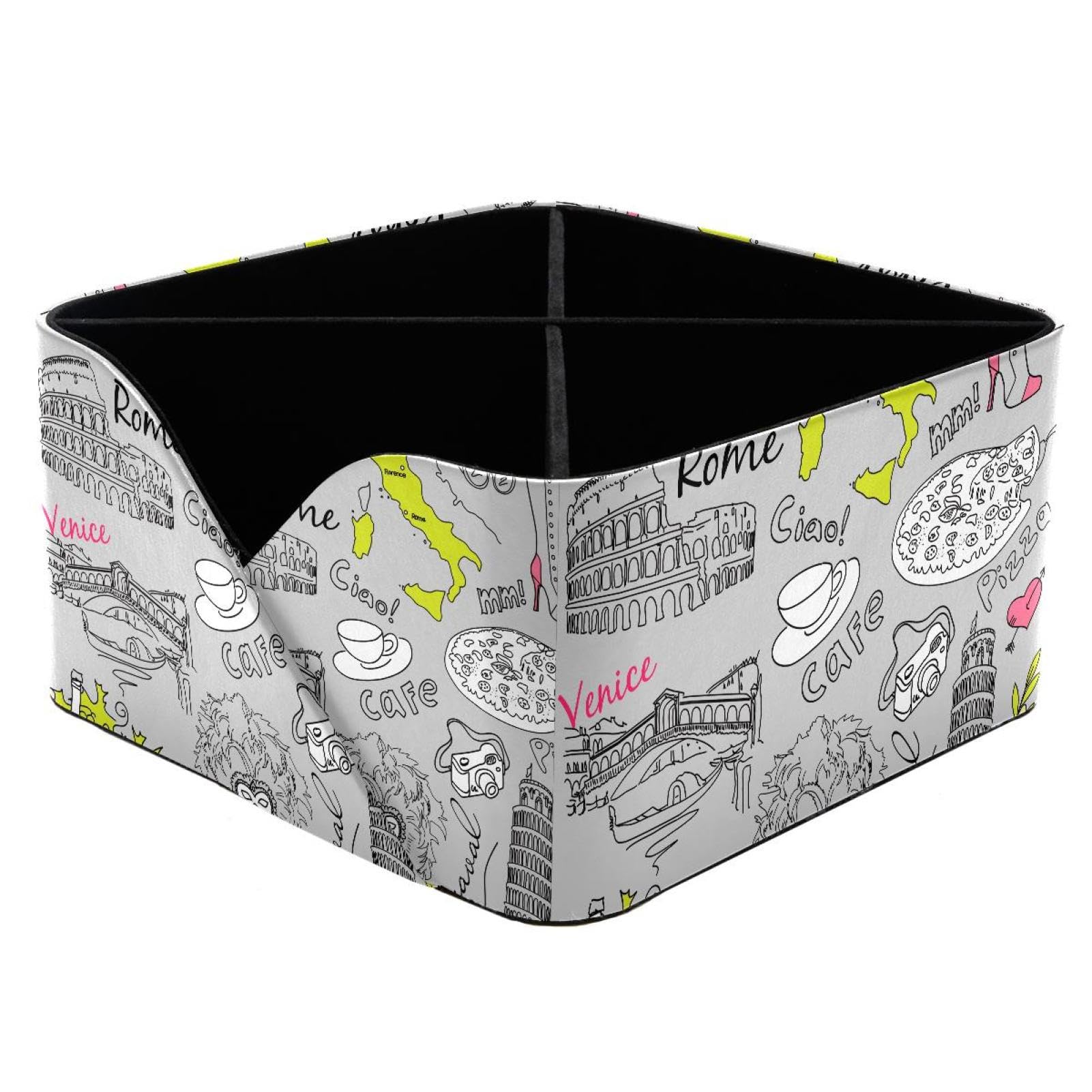 KengjuTesu Sightseeing in Italy Desktop Organizer Pen Holder, Rectangular Pencil Cup for Office, Study and Makeup Stations