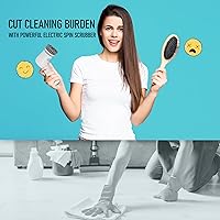 Vista 7 de Limpiador eléctrico giratorio, cepillo de limpieza inalámbrico para el hogar, IPX7 impermeable con 5 cabezales de cepillo reemplazables