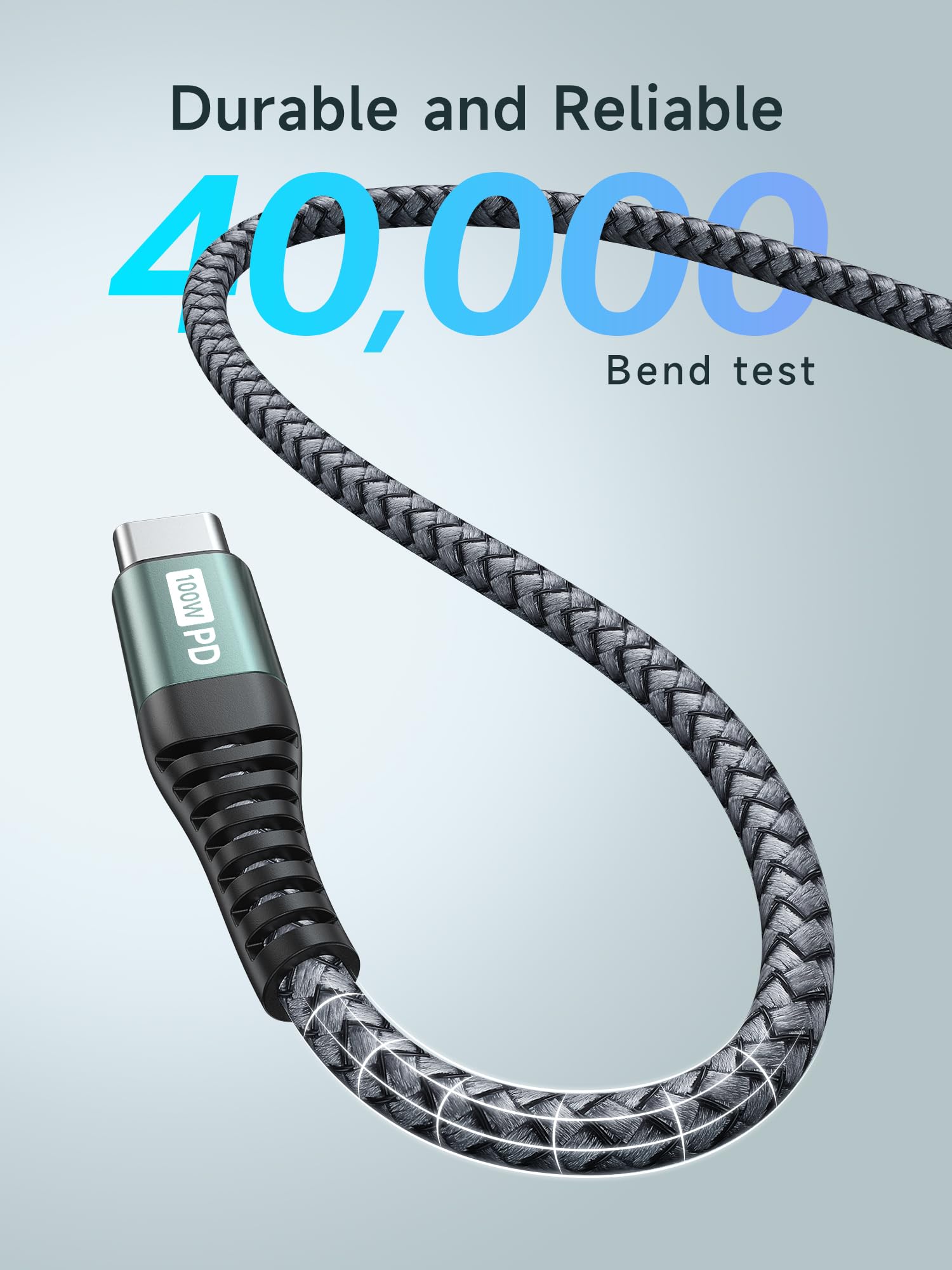 ZKAPOR Cavo USB C USB C [2Pezzi, 1M], 100W Cavo USB Type-C Ricarica Rapida PD Nylon Cavo Type C per iPhone 16/15 Pro Max, Samsung Galaxy S24 /S23, Pad Pro, Air, P60 /Mate 60, Pixel - Grigio
