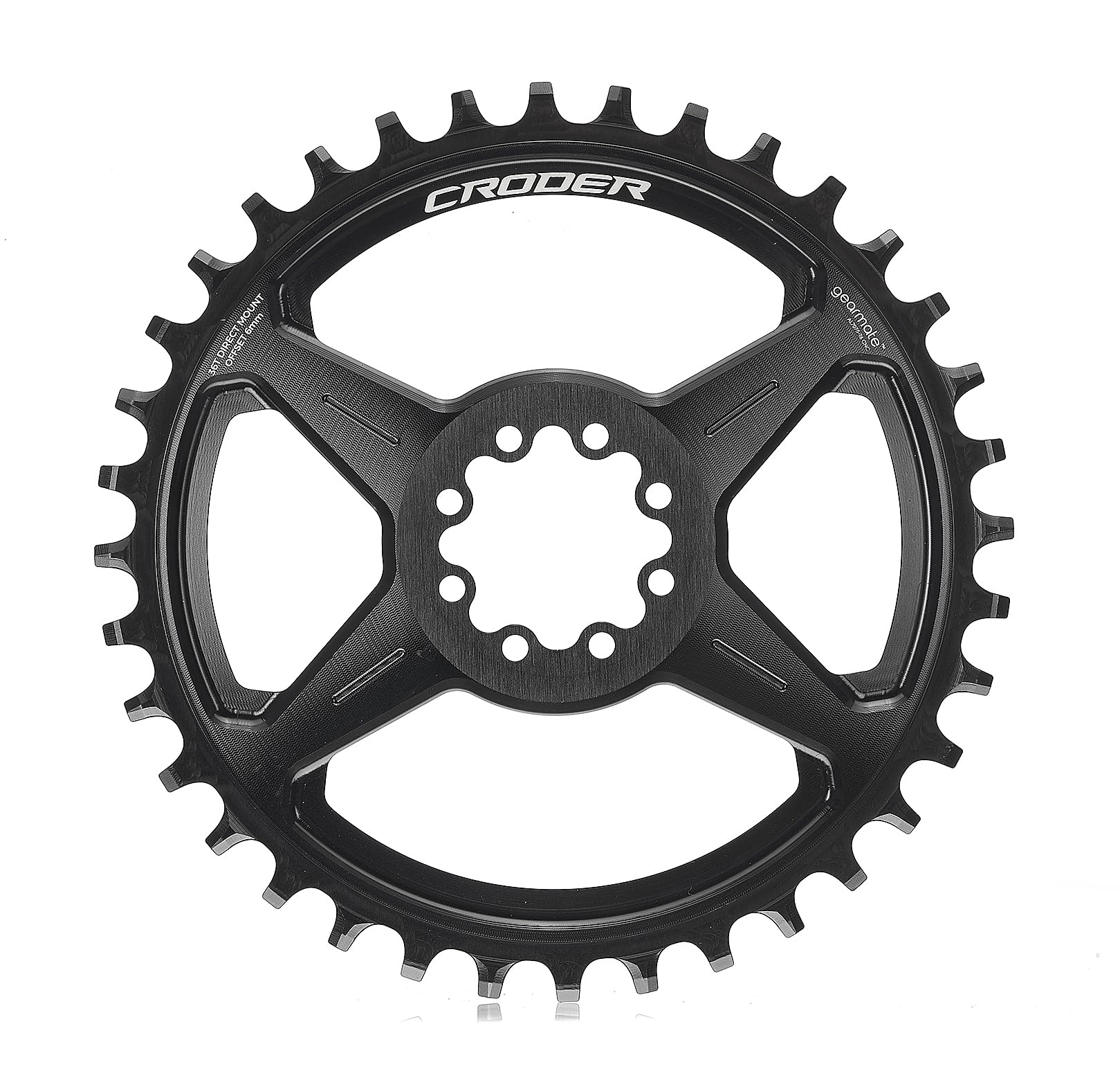 CRODER Gearmate Narrow Wide Chainring for SRAM 8-Bolt Direct Mount, 6mm Offset, CNC 7075-T6 Aluminum, Compatible with 11/12 Speed SRAM Flattop & Shimano Chains, 30T-38T (36T)