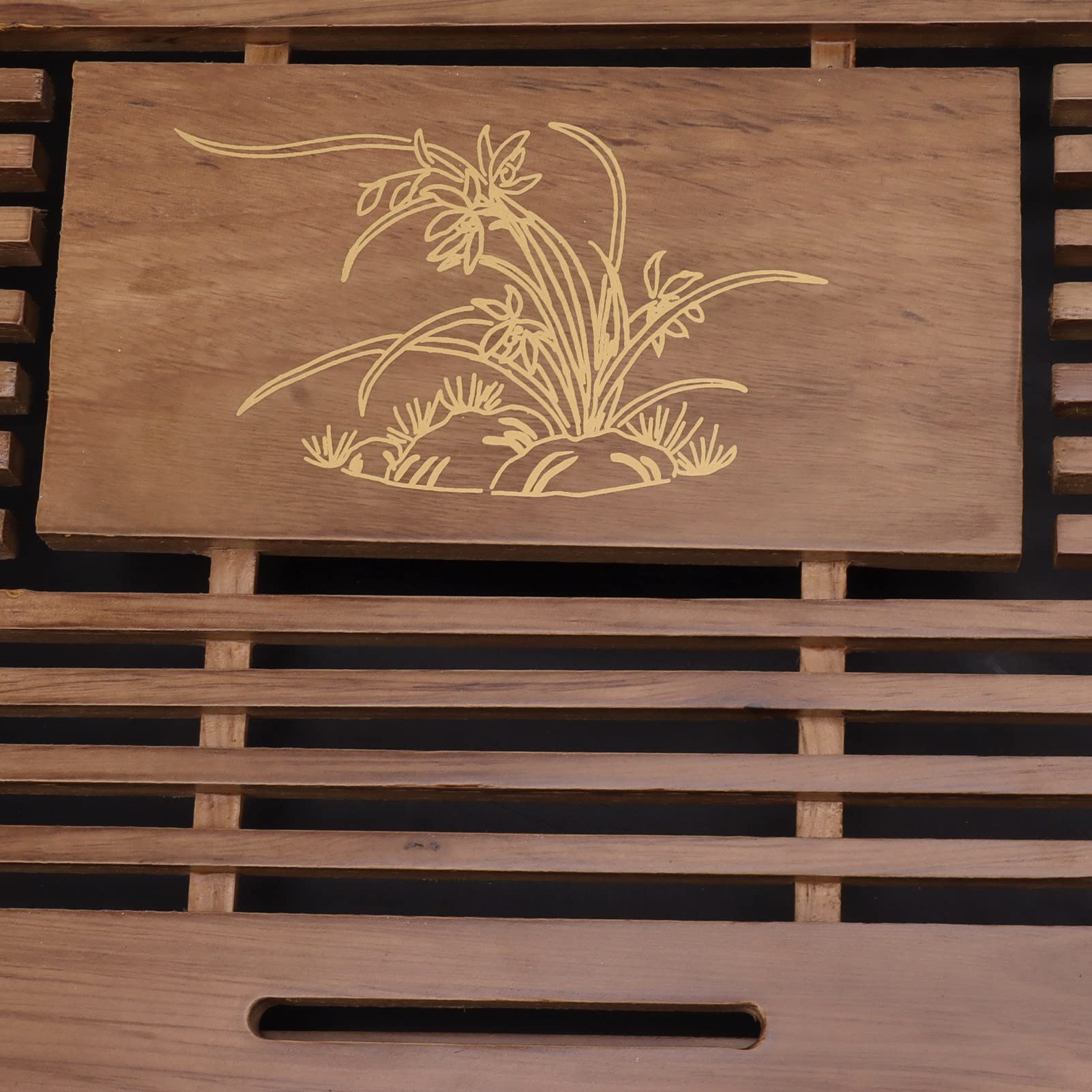 Vassoio da tè Gongfu con di raccolta e scarico dell’acqua, vassoio cinese per servire il tè adatto all’uso in casa o in ufficio, elegante vassoio da tè in bambù decorativo (Marrone)