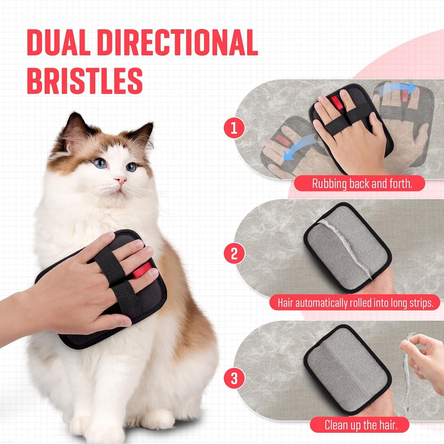 Lint Rollers for Pet Hair, Sticky, Remover for Couch, Clothes Furniture and Carpet. Dog Hair Remover Cat Hair, Animal Fur, Fuzz. 5 Large Lint Rollers(300 Sheets) (LINT Glove) 2