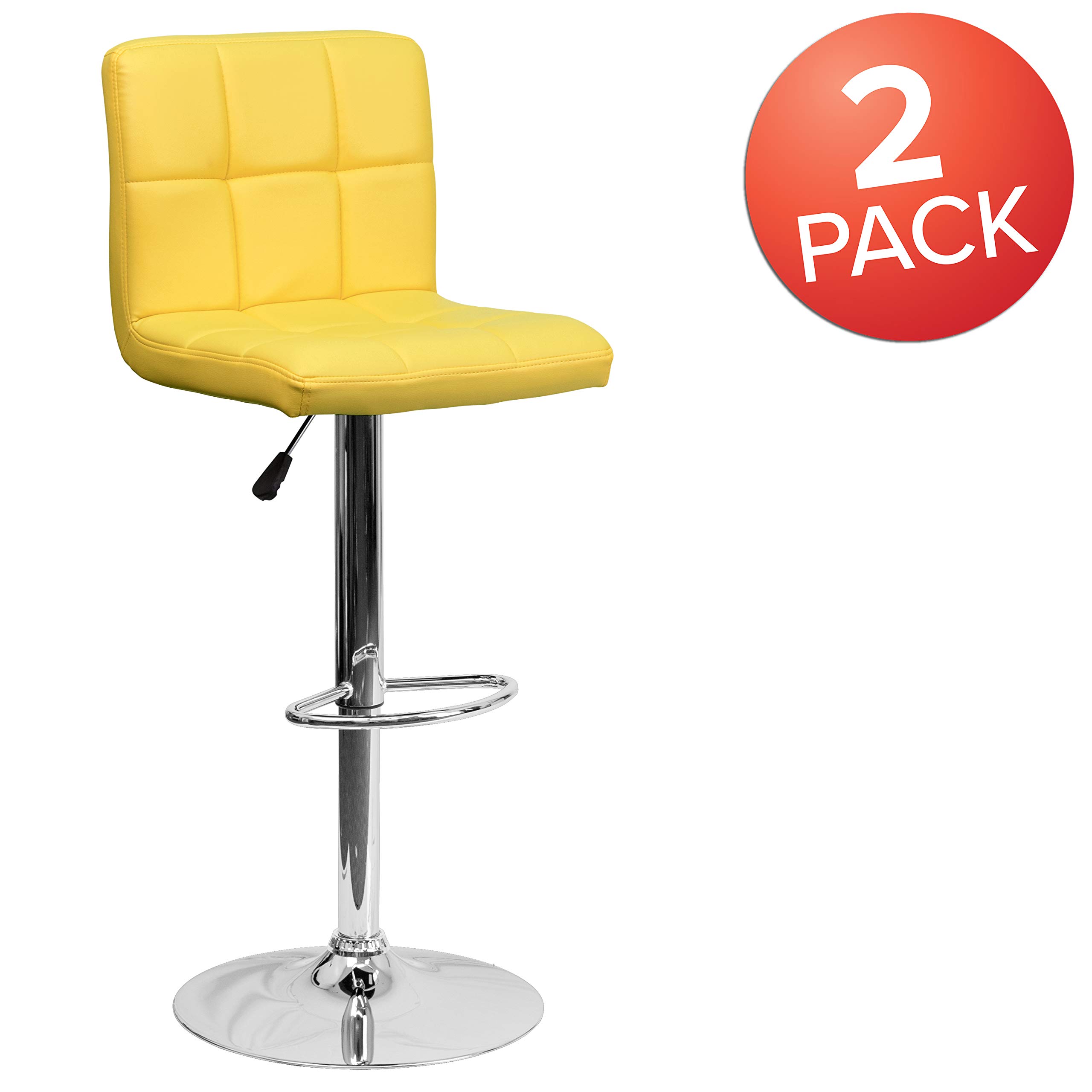 Flash Furniture Alexandra - Set di 2 sgabelli da Bar in Vinile Trapuntato, Altezza Regolabile, con Base cromata