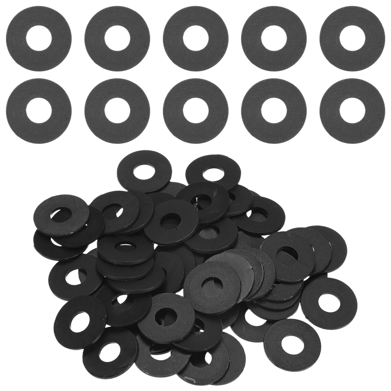 M METERXITY 60-Pack M6 Nylon Flat Washers 6mm ID 16mm OD 1mm Thick Round Plastic Plain Washer Fastener Sealing Spacer Gasket Ring for Household/Commercial [Black] — image 1