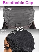 Vista 8 de UNICE EasiContour - Pelucas de cabello humano con parte en V, rizado tipo Jerry, sin pegamento, con clip, parte en V, mínima pérdida de cabello