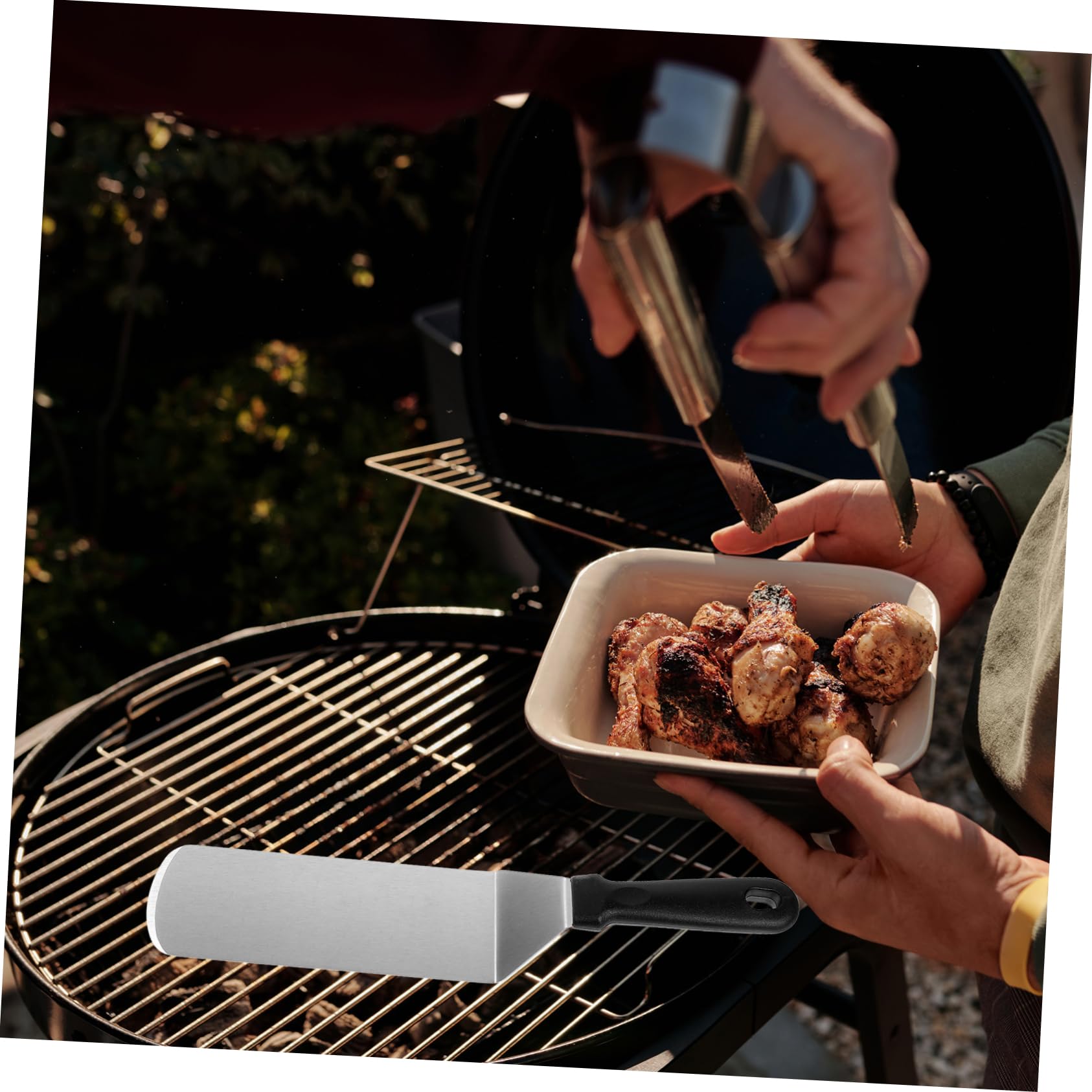 POPETPOP Spatola da Barbecue in Acciaio Inossidabile Manico PP, Set da 3 Pezzi per Grigliare Hamburger Bistecca e Pizza