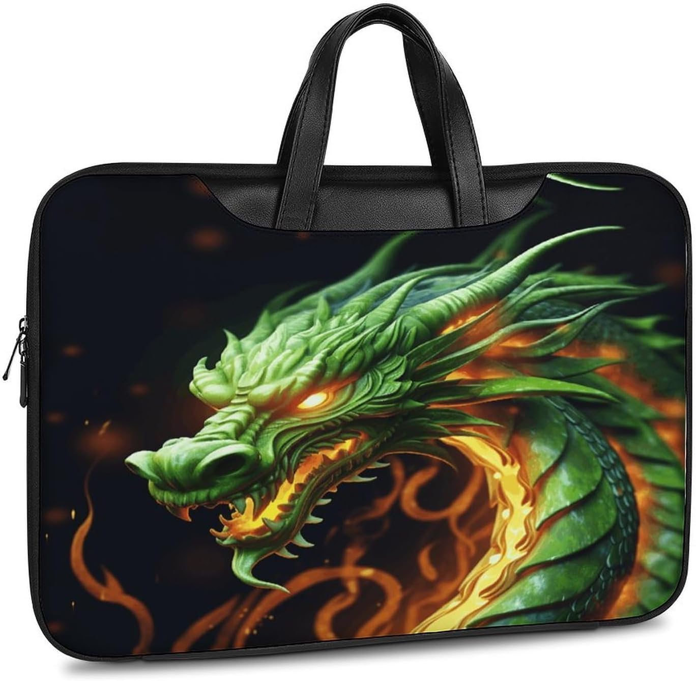 Chinese Dragon 42x30.5cm Black-style Laptop Bag Leather Tablet Computer Briefcase Large Capacity Work Business Tote Bags for Office