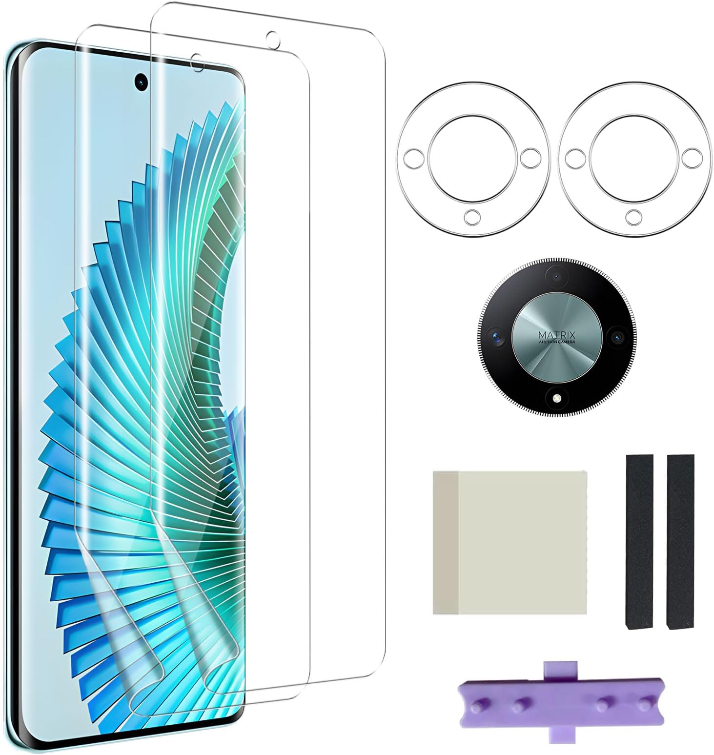 Pkila for HONOR Magic 6 Lite 5G TPU Screen Protector, 2+2 Pack Flexible TPU Protective Film [Not Glass] [Support Fingerprint Unlock]& Camera Lens Protector Bubble-free Screen Protector