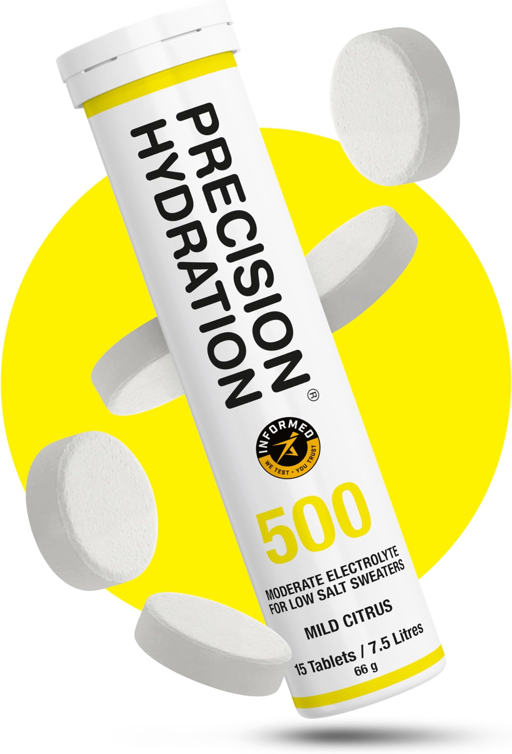 Lite Electrolyte Drink - Multi Strength Effervescent Electrolyte Tablets (1 Tube, 500mg/L - Yellow Tube)