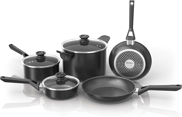 Ninja NeverStick Select 8-Piece Cookware Set, Oven Safe to 550°F, PFAS Free, Metal Utensil-Safe, Dishwasher Safe CW58000C (Canadian Version)