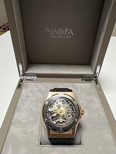 Haofa ハオファ スケルトン 自動巻 腕時計　ゴールド（一部欠品） Amazon | HAOFA 腕時計メンズ スケルトン 機械式自動巻き パワー