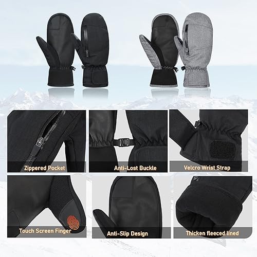 Miniatura 4 de American Trends Guantes de esquí para mujeres y hombres, impermeables, guantes de nieve de invierno, guantes de esquí para clima frío, snowboard,