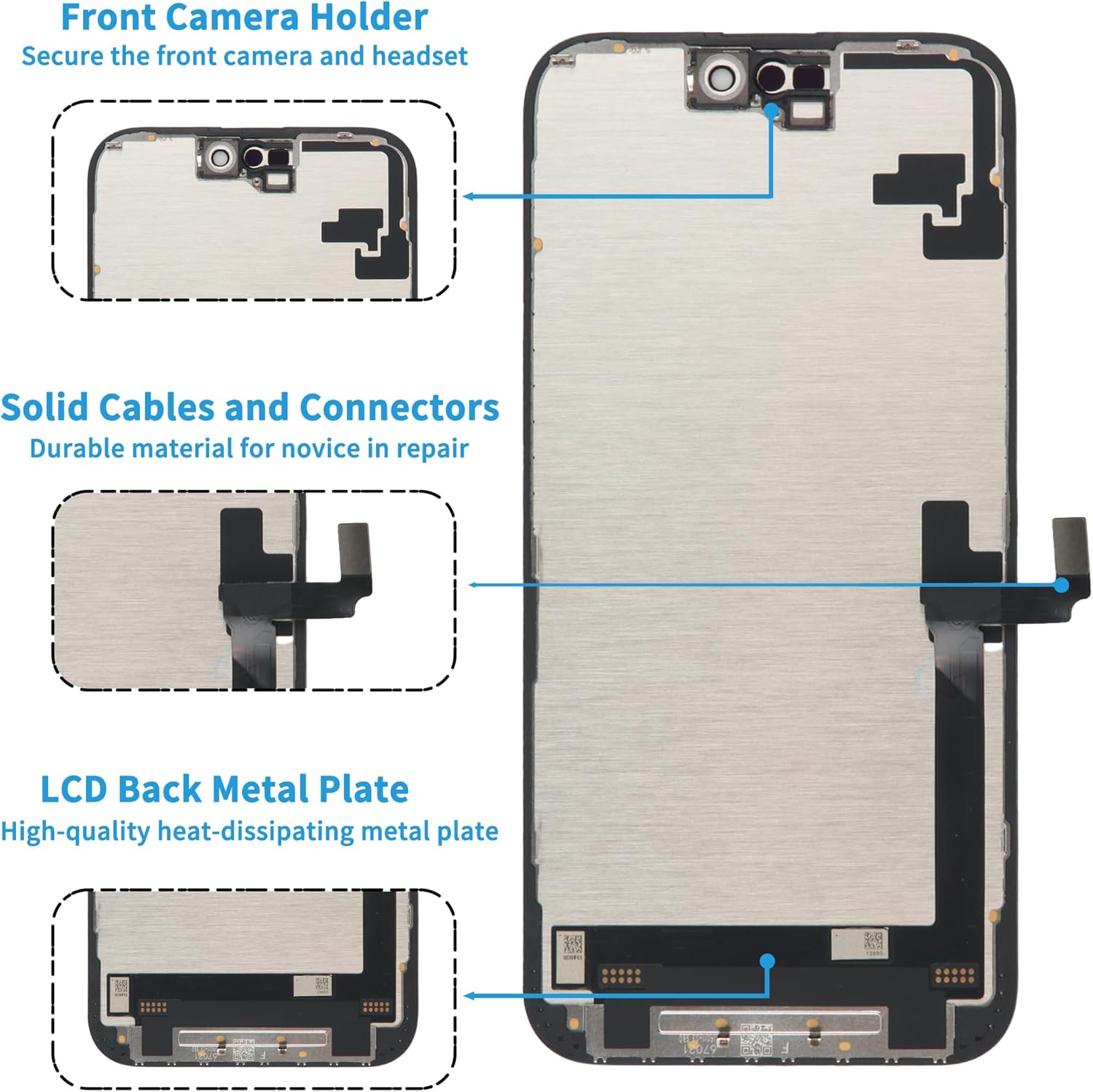 Ayake for iPhone 16 Plus Screen Replacement, 6.7 inch FHD LCD Display and Touch Digitizer Screen, True Tone Programmable, Face ID Remains (for A3290, A3082, A3289, A3291)