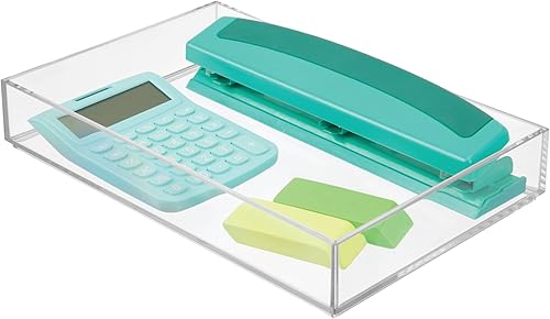 Miniatura 3 de Organizador Clarity de InterDesign para tocador, adecuado para cosméticos y productos de belleza, 8 x 12 x 2 pulgadas, transparente, Transparente,