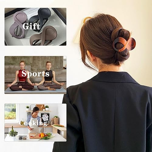 Miniatura 6 de 4 pinzas curvadas de concordia francesa para mujer, pinzas de cocodrilo de 3.35 pulgadas con agarre antideslizante, agarre fuerte para accesorios de