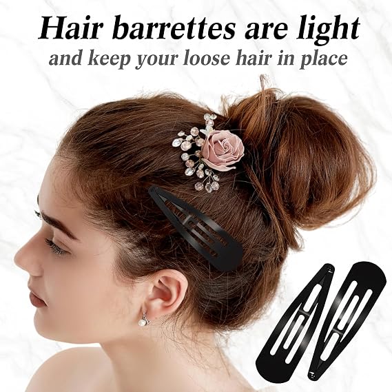 30 Pieces 3.1 Inch Large Metal Snap Hair Clips No Slip Hair Barrettes Girls Women Hair Accessories (Black)