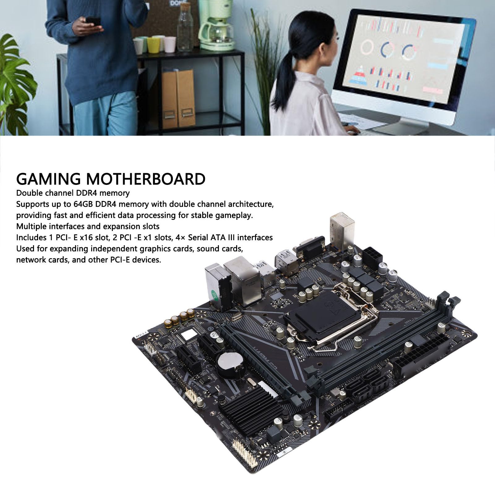 Elprico Placa Base Micro ATX, LGA 1200, 2X DDR4 2933 2666 2400 2133 MHz, Compatible con Procesadores Core I9 I7 I5 I3 de 10.ª Generación, 4 SATA 6 GBP, 1 Ranura PCI Express X16, 2