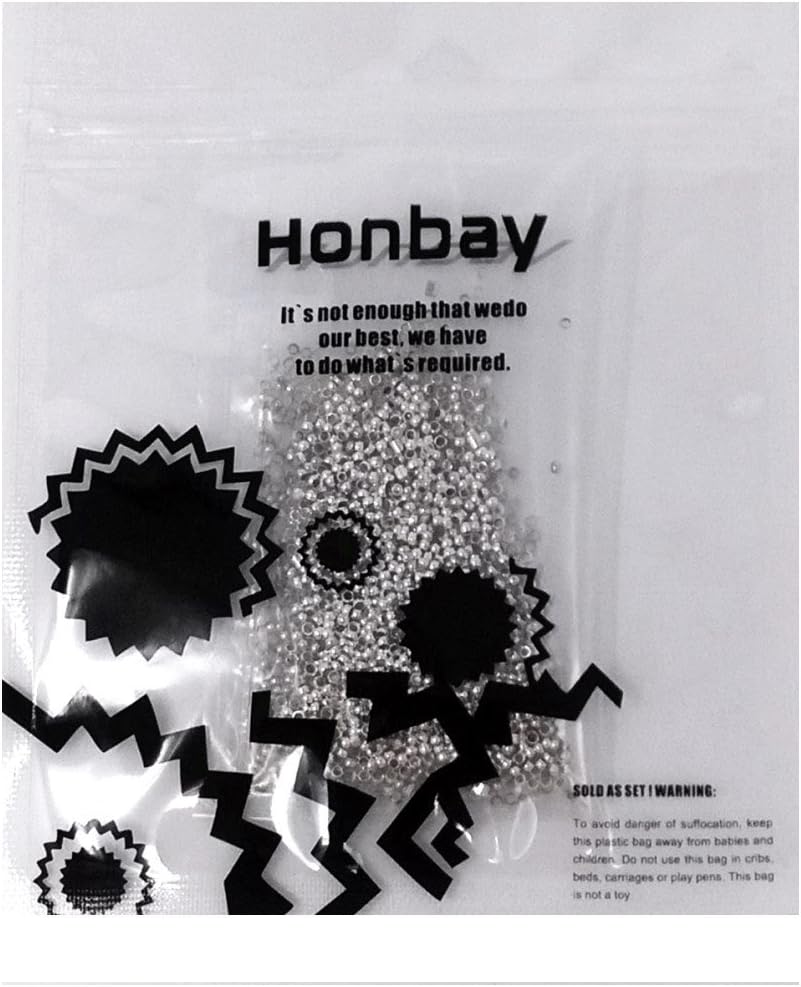 Honbay 2000pcs 2mm Round Crimp Beads Spacer Stoppers Beads for DIY Jewelry Making (Silver)