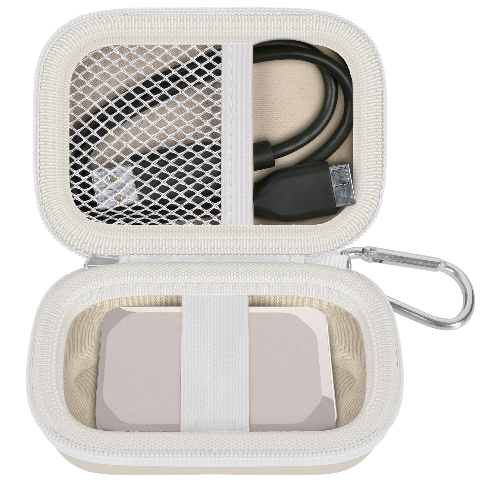ANKHOH Carrying Case for Crucial X10/X9 Pro 4TB/2TB/1TB Portable SSD USB-C | Hard EVA Shell, USB-C Cable Storage, Compact Travel Organizer, Case Only, For Photographers Office Users & Gamers, Beige Beige classic