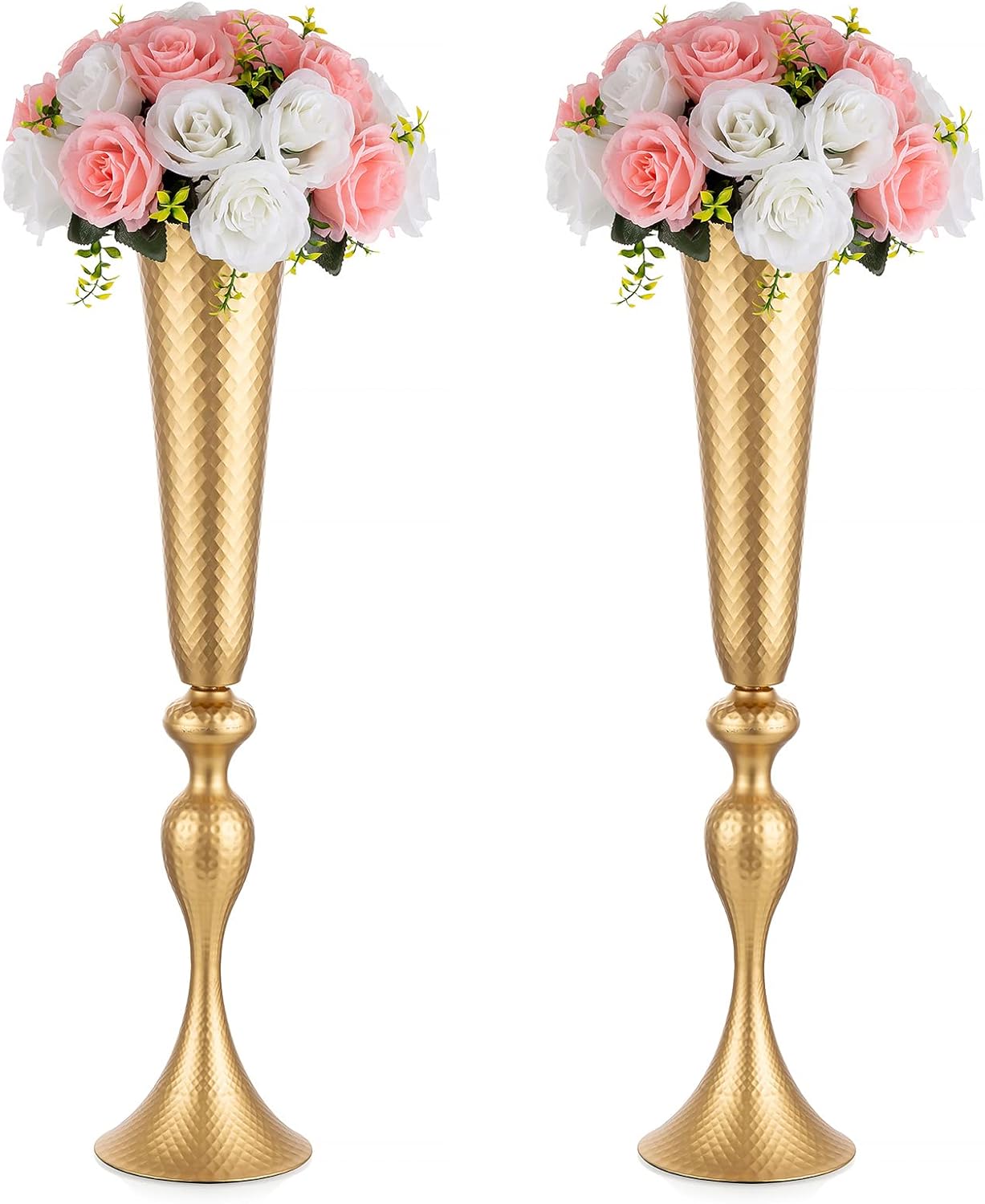Nuptio Gold Vase for Wedding Centrepieces 2 Pcs Trumpet Vase 75cm