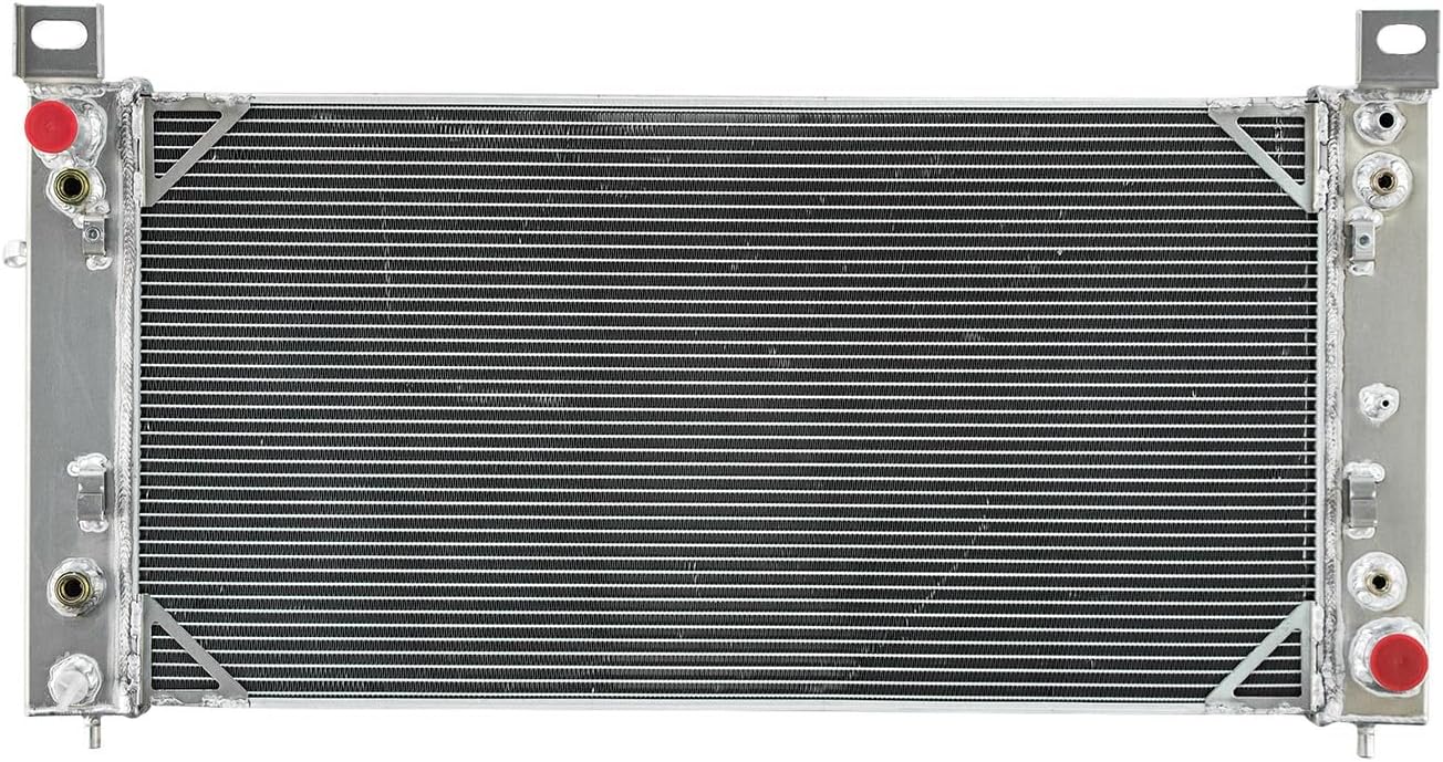 3 Row Aluminum Radiator Compatible with 1999-2014 Chevy Silverado 1500 2500 Suburban Tahoe 4.8L 5.3L 6.0L V8 00 01 02 03 04 05 06 07 08 09 10 11 12 13 Radiators