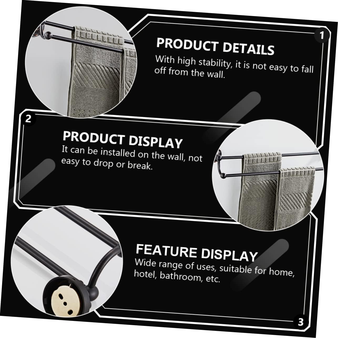 1pc Double Bar Towel Rack Shelf Storage Rack Wall Mounted Shelves for Storage Towel Rack Wall Mounted Bathroom Towel Rack Dish Cloth Hanger Wall Hanging Towel Bar Brass Towel Rack