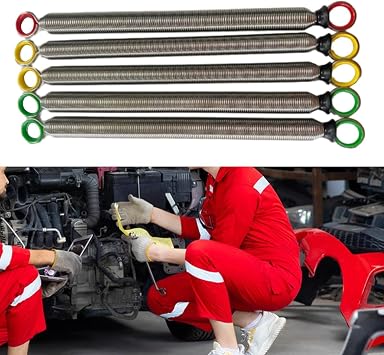 5pcs Pilates Reformer Equipment Accessories Wire Steel Tension Springs Set (2 Yellow, 1 Red, 2 Green) for Pilates Bed Replacement