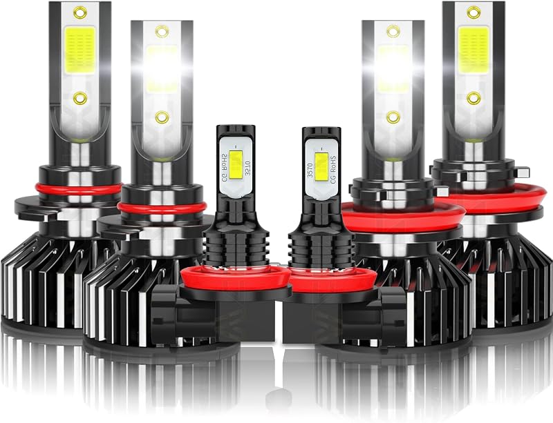 Lâmpadas de farol alto, baixo e neblina VCSZKXLY HB3 9005 para Honda Accord 2013 a 2015 – Kit com 6 unidades