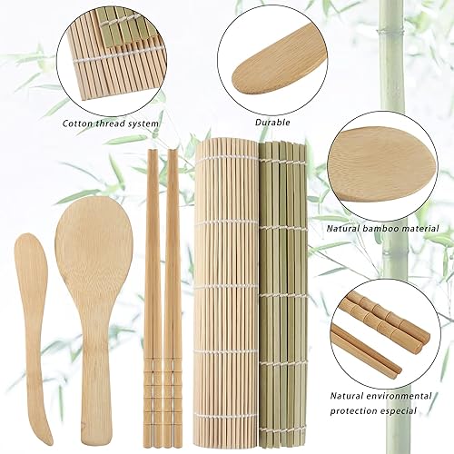 Miniatura 4 de Thanice Kit de fabricación de sushi, sushi que contiene sushi bazuca  rodillo de sushi, alfombrilla de sushi, palillos, espátula, esparcidor,